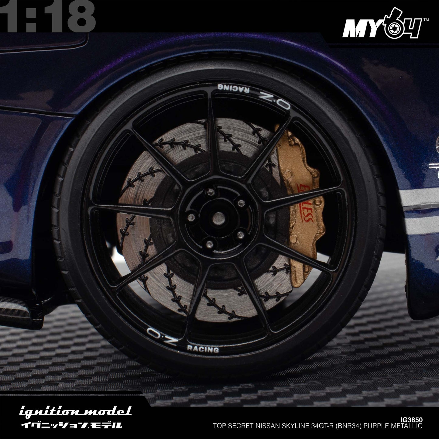 [Ignition Model] 1:18 Top Secret Nissan Skyline 34GT-R (BNR34) - Purple Metallic