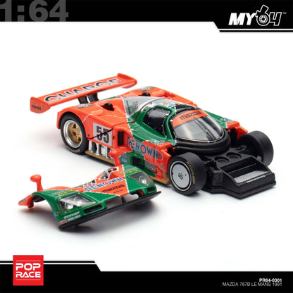 [Pop Race] 1:64 Mazda 787B 1991 Le Mans 24h Winner Removeable Front and Rear Cover Detailed Engine