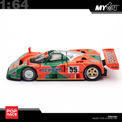 [Pop Race] 1:64 Mazda 787B 1991 Le Mans 24h Winner Removeable Front and Rear Cover Detailed Engine