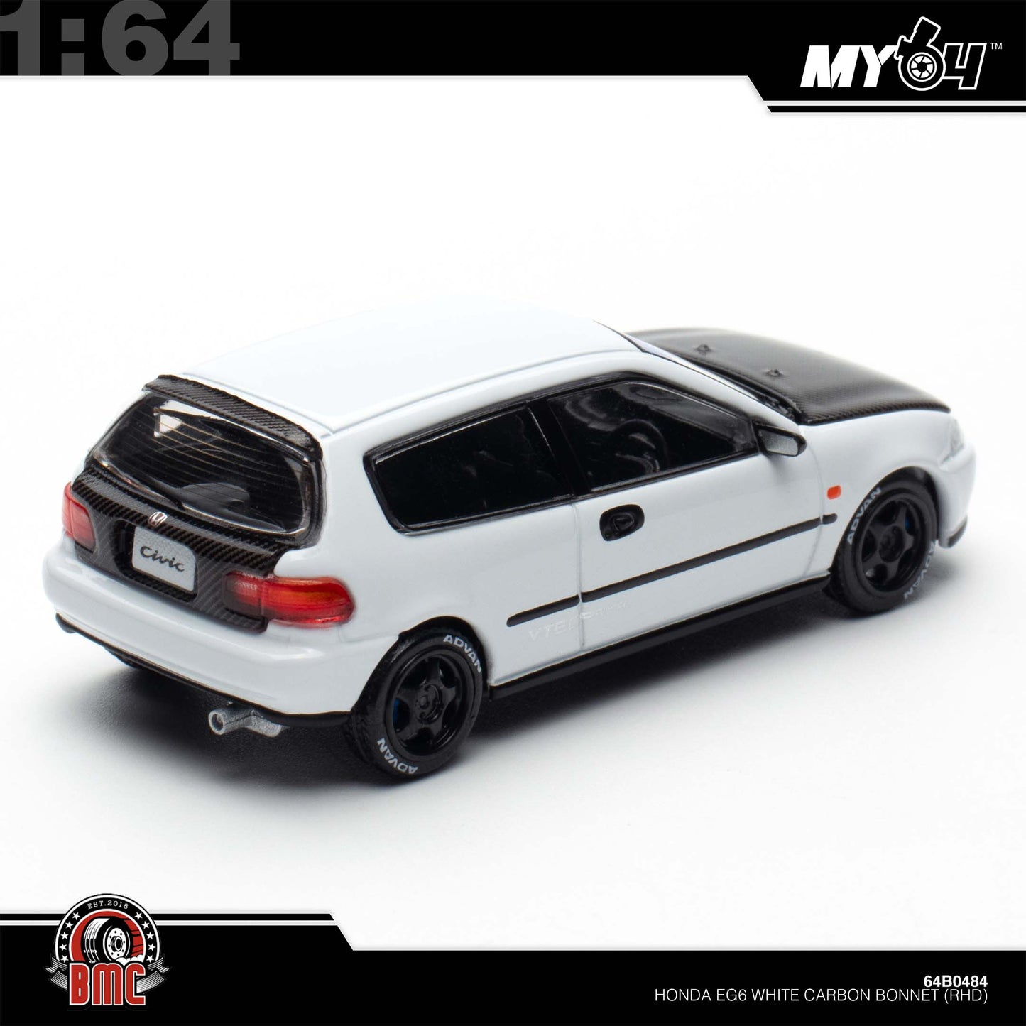 [BMC] 1:64 Honda EG6 - White Carbon Bonnet (RHD) PDX25