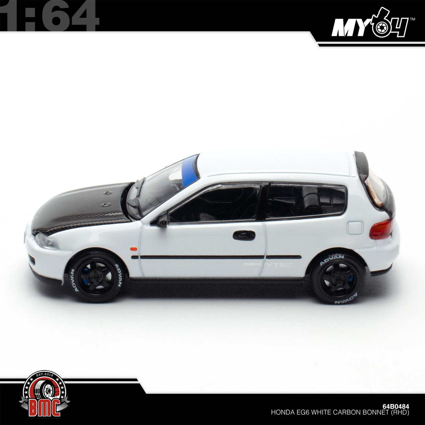 [BMC] 1:64 Honda EG6 - White Carbon Bonnet (RHD) PDX25