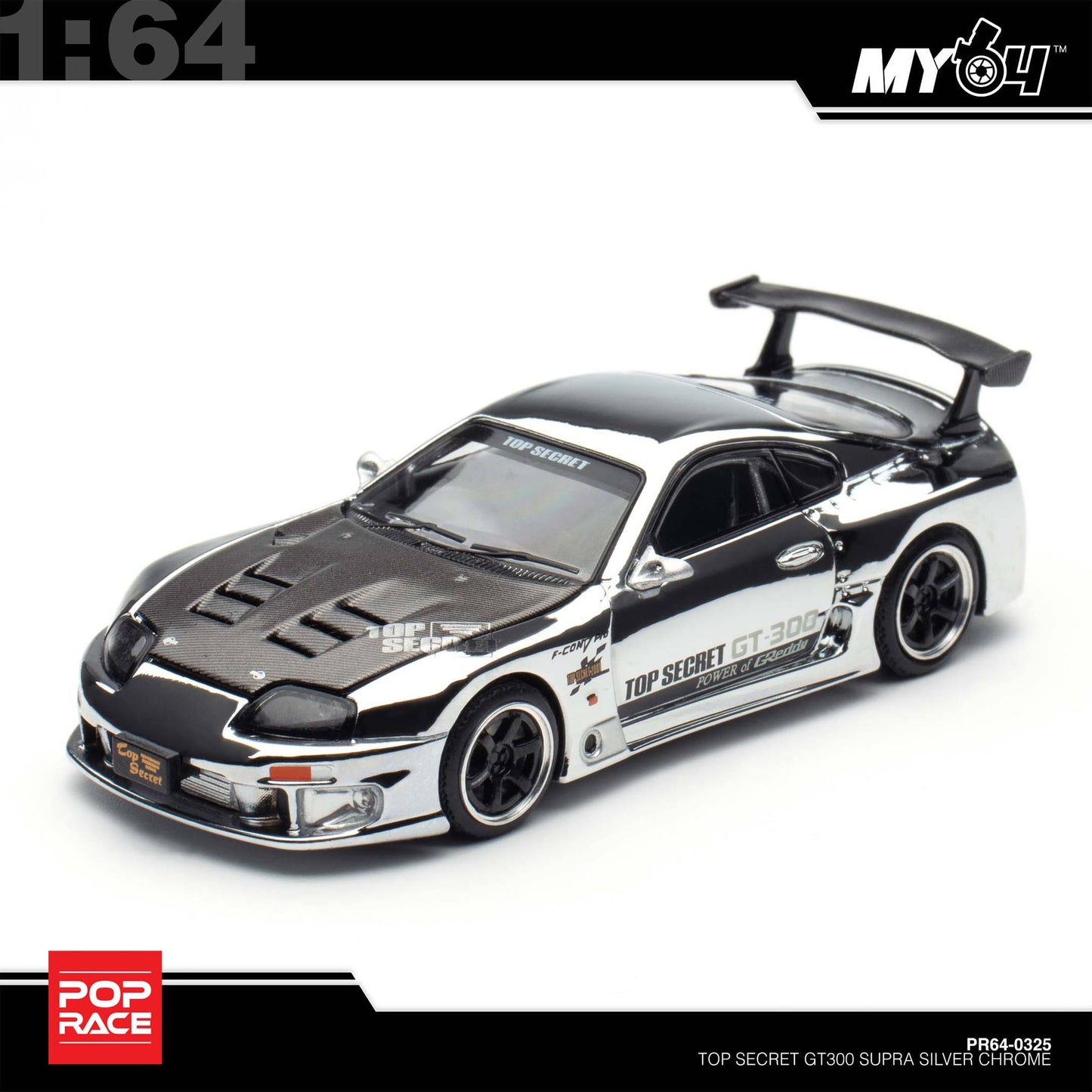 [Pop Race] 1:64 Top Secret GT300 Supra - Silver Chrome