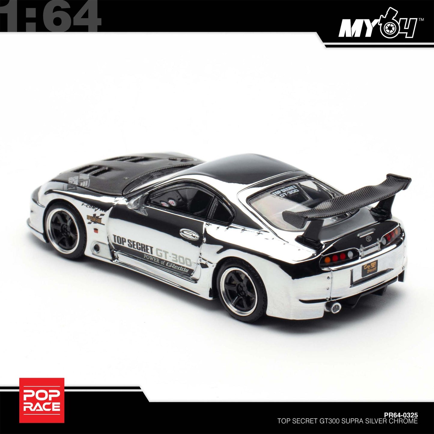 [Pop Race] 1:64 Top Secret GT300 Supra - Silver Chrome