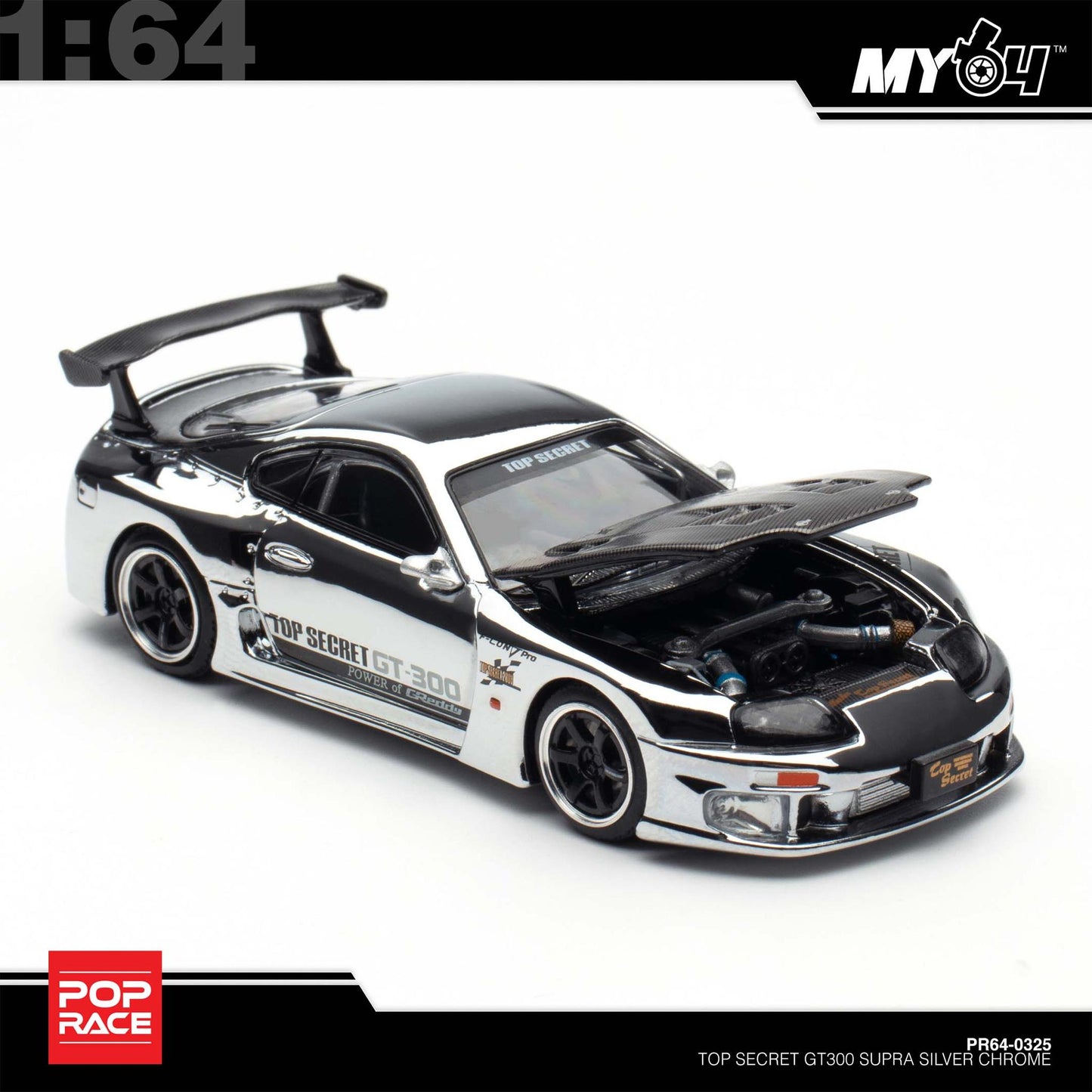 [Pop Race] 1:64 Top Secret GT300 Supra - Silver Chrome