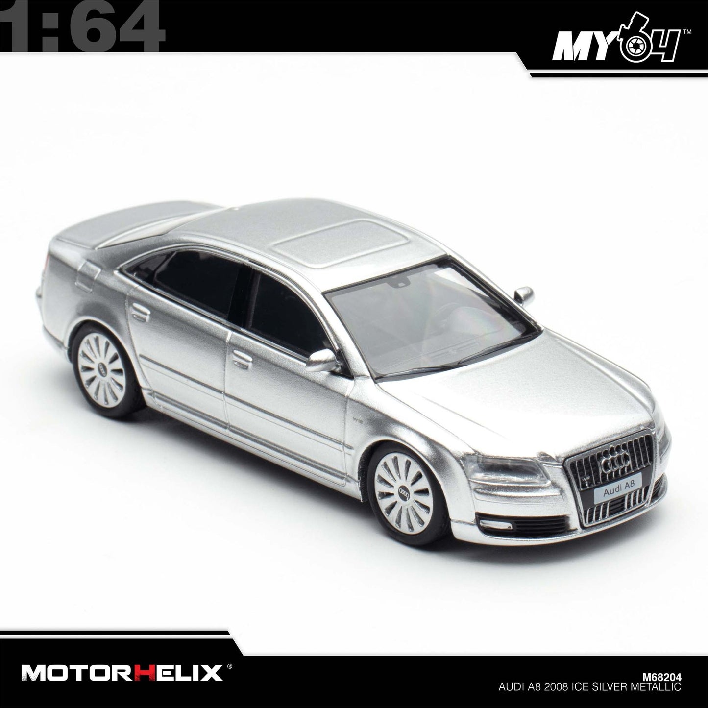 [Motorhelix] 1:64 Audi S8 2008 - Ice Silver Metallic