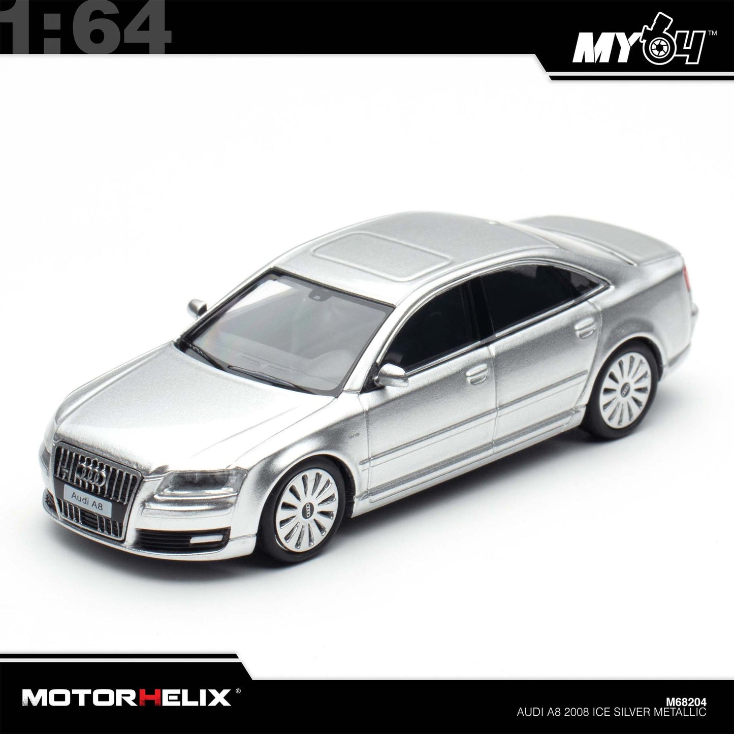 [Motorhelix] 1:64 Audi S8 2008 - Ice Silver Metallic