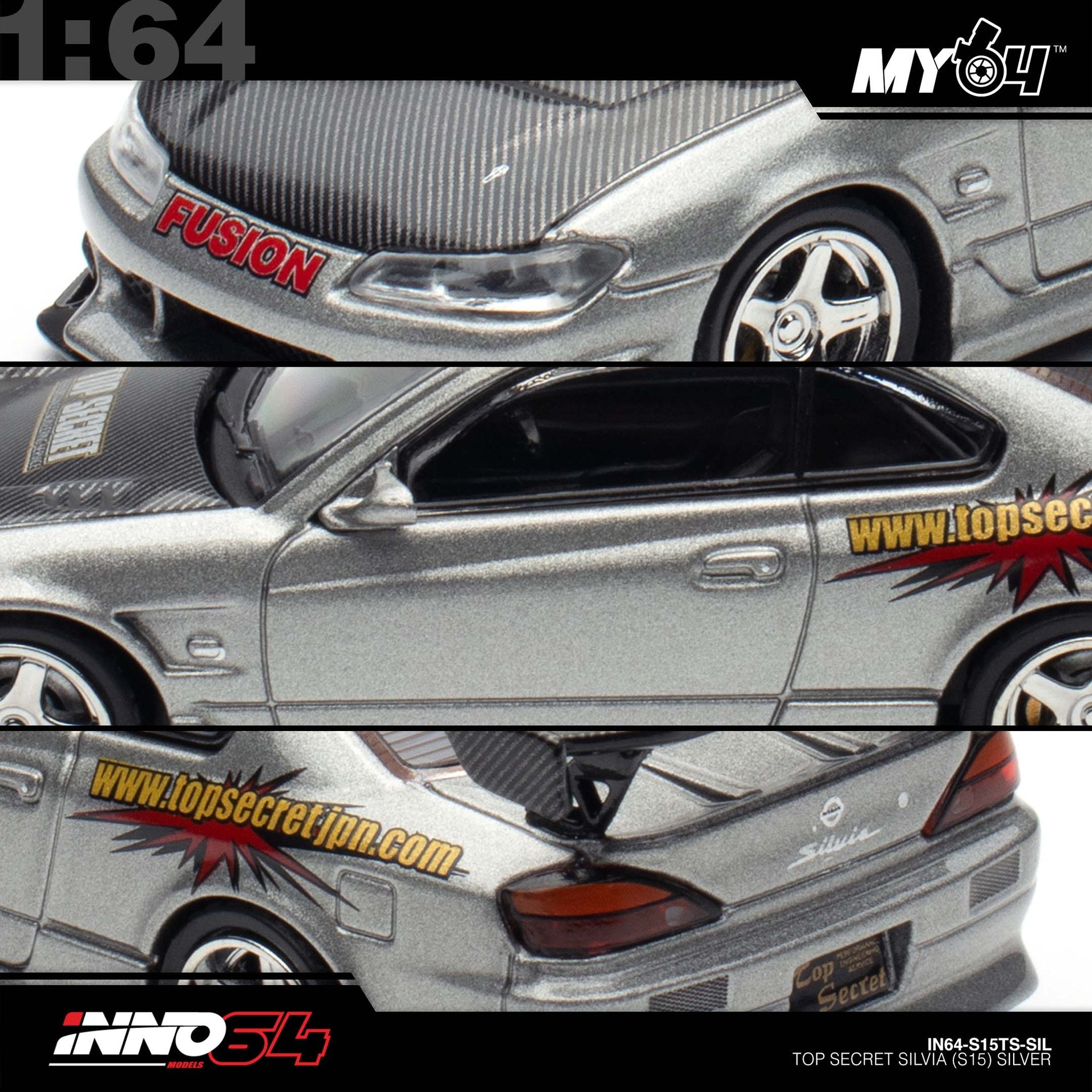 INNO64] 1:64 Top Secret Silvia S15 - Silver | The Model Car Shop
