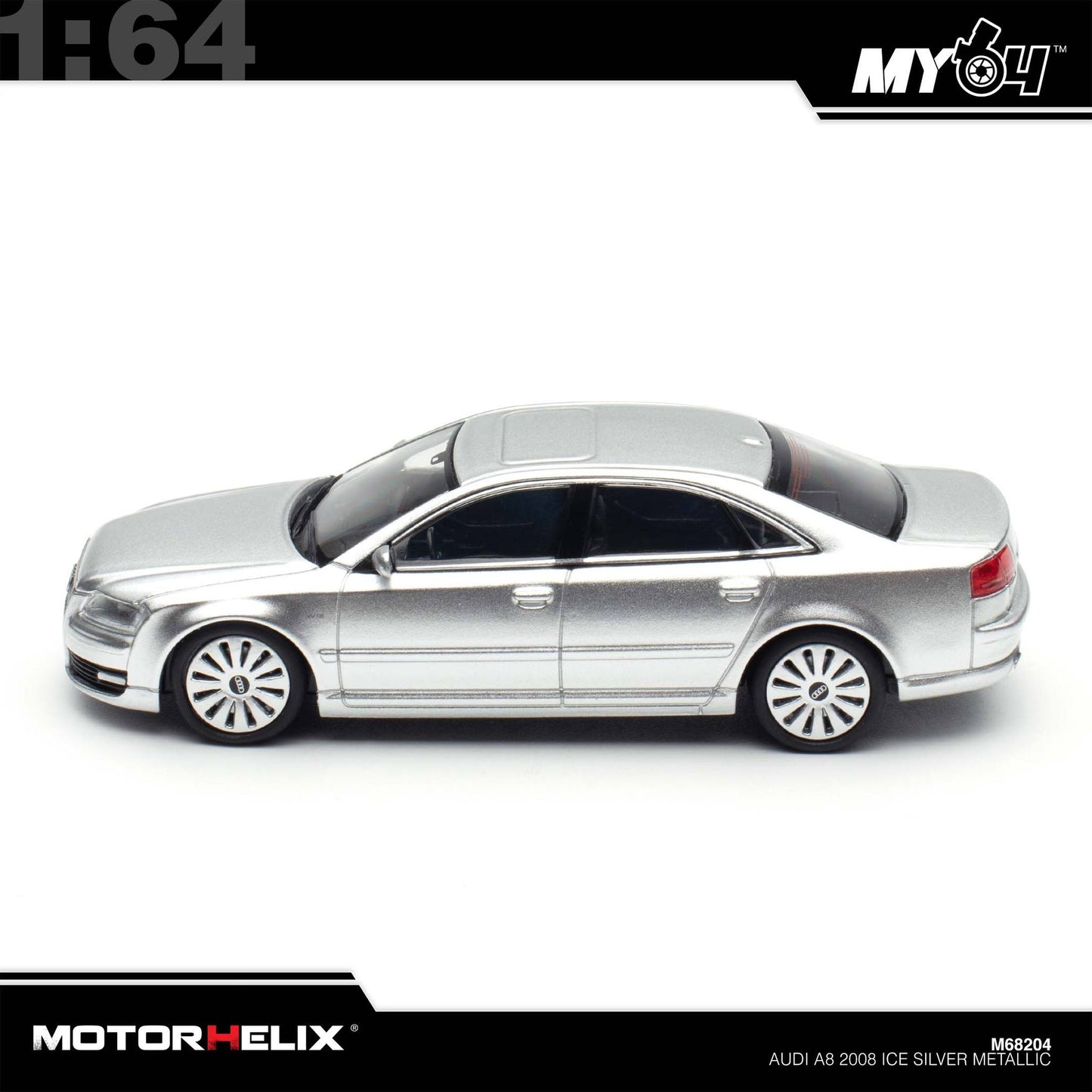 [Motorhelix] 1:64 Audi S8 2008 - Ice Silver Metallic