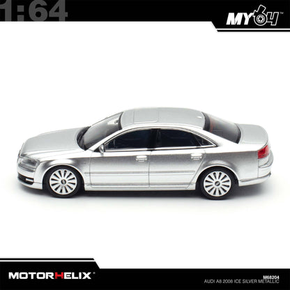 [Motorhelix] 1:64 Audi S8 2008 - Ice Silver Metallic
