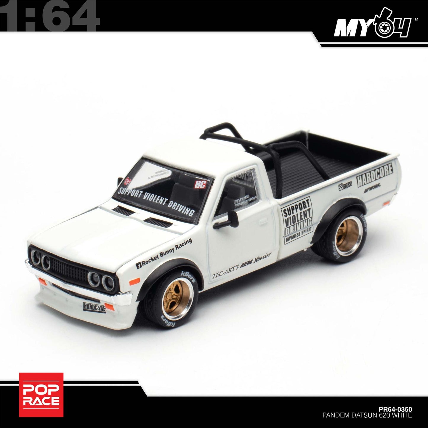 [Pop Race] 1:64 Pandem Datsun 620 - White