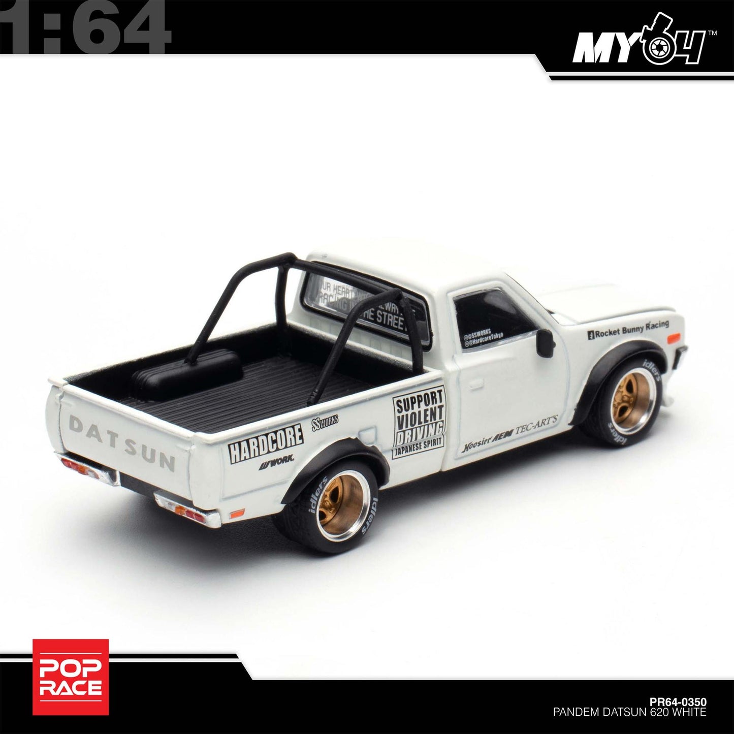 [Pop Race] 1:64 Pandem Datsun 620 - White