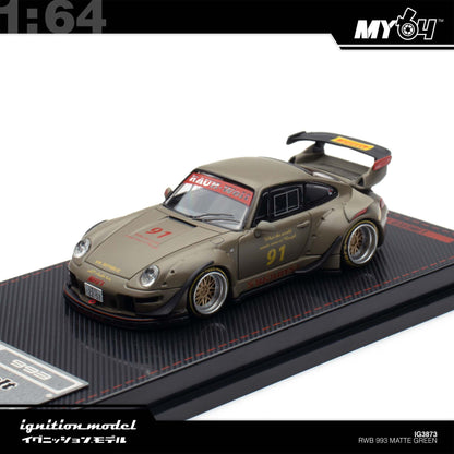 [Ignition Model] 1:64 Porsche RWB 993 - Matte Green