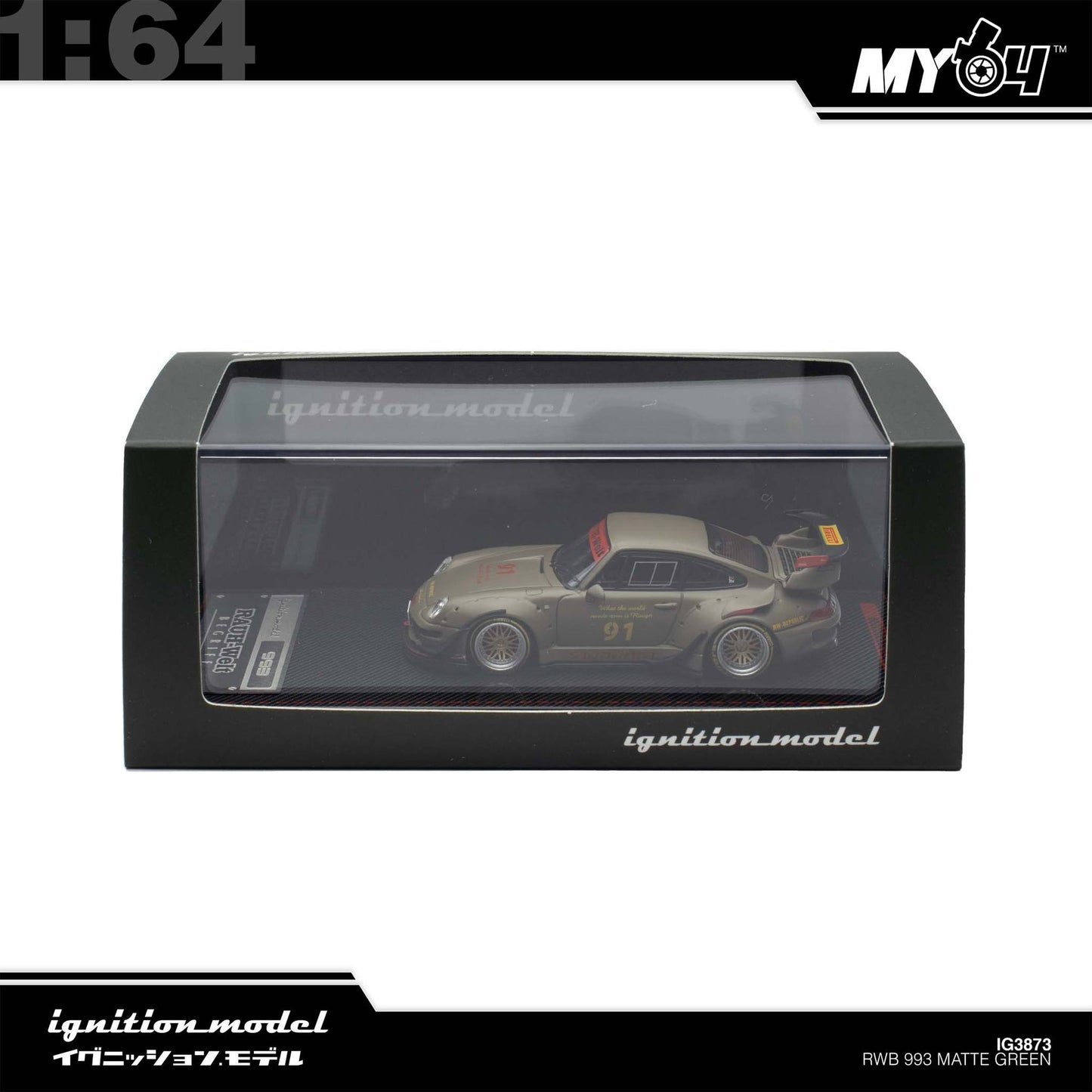 [Ignition Model] 1:64 Porsche RWB 993 - Matte Green