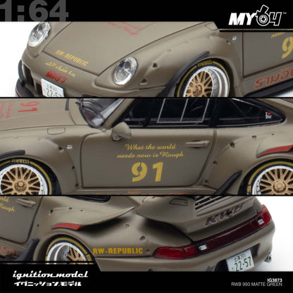 [Ignition Model] 1:64 Porsche RWB 993 - Matte Green