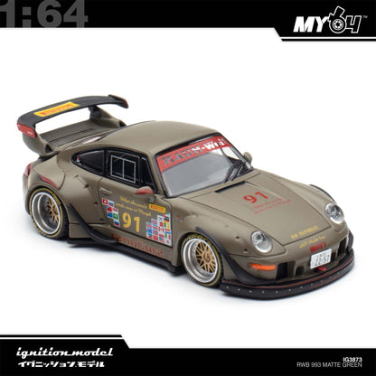 [Ignition Model] 1:64 Porsche RWB 993 - Matte Green
