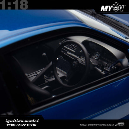 [Ignition Model]  1:18  Nissan 180SX Type X (RPS13) - Blue Metallic