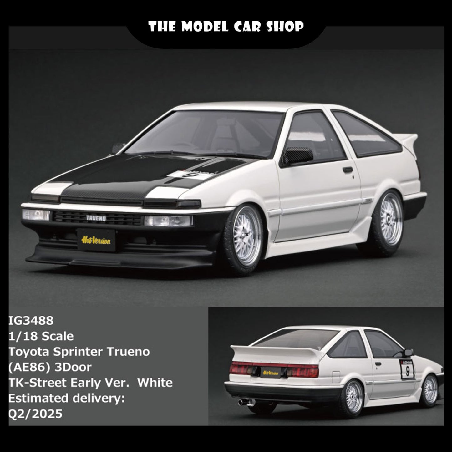 [Ignition Model] Toyota Sprinter Trueno (AE86) 3Door TK-Street Early Ver. White (SSR Dori Dori mesh wheels)