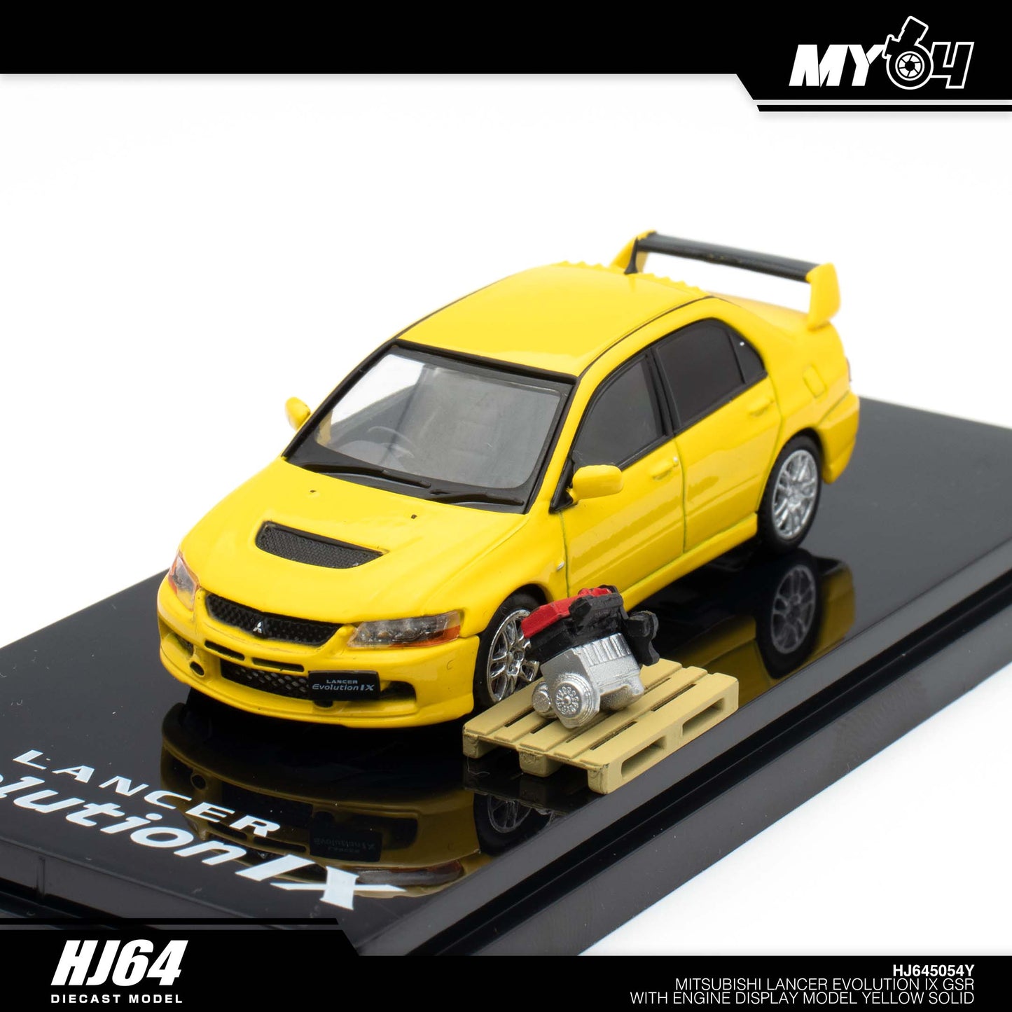 [Hobby Japan] Mitsubishi Lancer Evolution 9 GSR with Engine Display Model - Yellow Solid