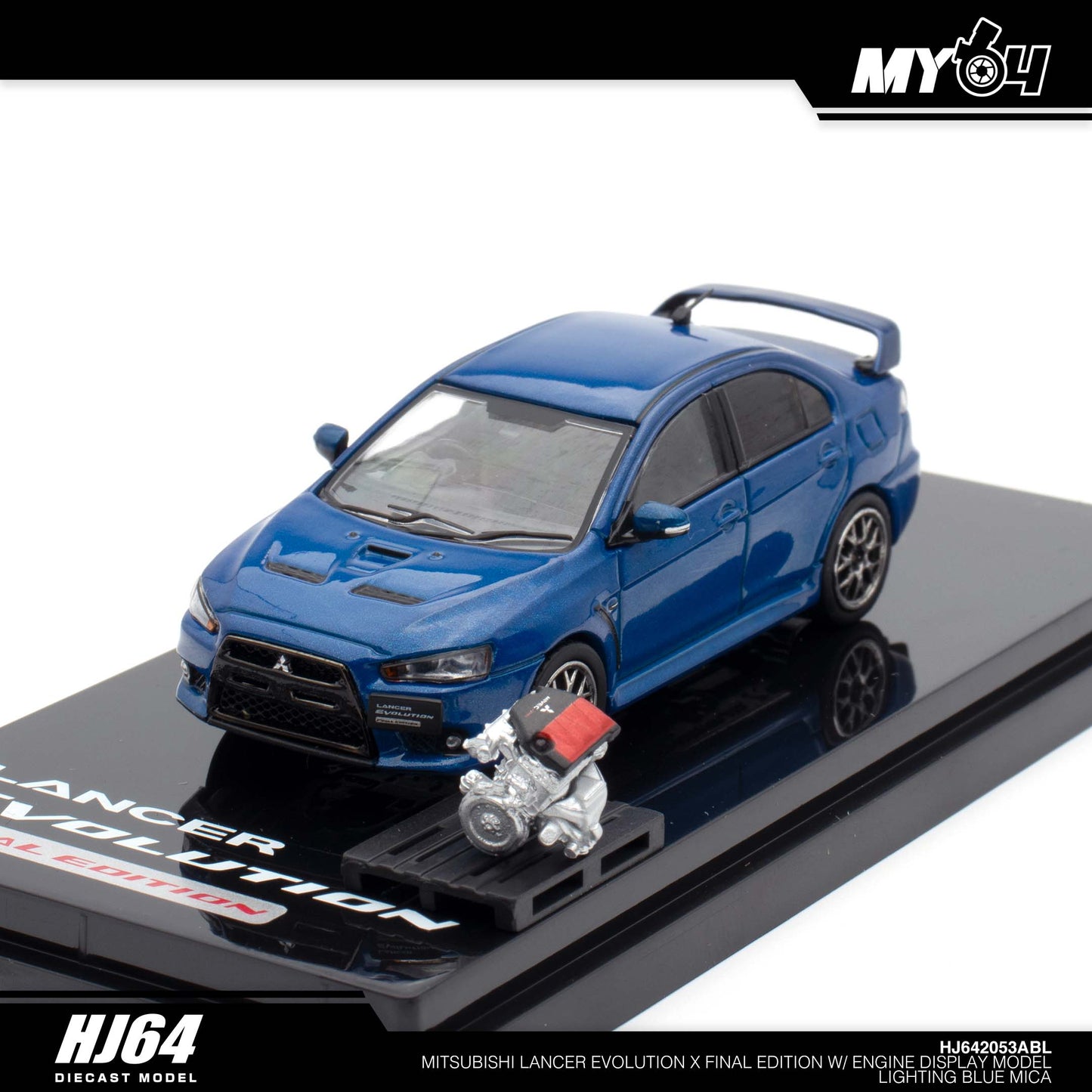 [Hobby Japan] Mitsubishi Lancer Evolution Ⅹ FINAL EDITION With Engine Display Model - Lightning Blue Mica