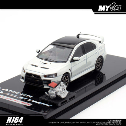 [Hobby Japan] Mitsubishi Lancer Evolution Ⅹ FINAL EDITION With Engine Display Model Black Roof - White Pearl