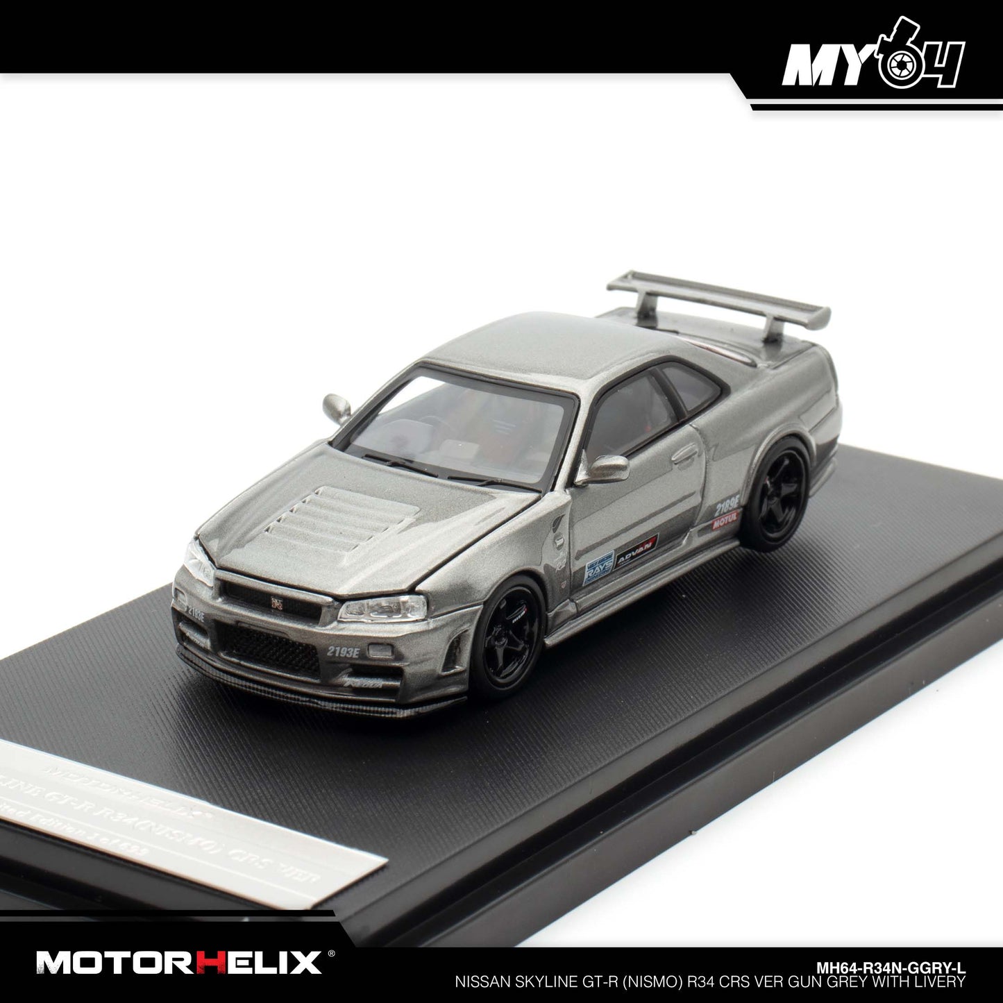 [Motorhelix] Nissan Skyline GT-R (Nismo) R34 CRS VER - Gun Grey with Livery