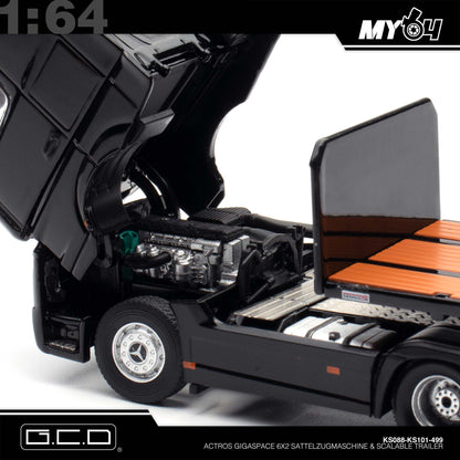 [GCD] Mercedes-Benz Actros 6x2 & Scalable Trailer - Black (LHD) (499)