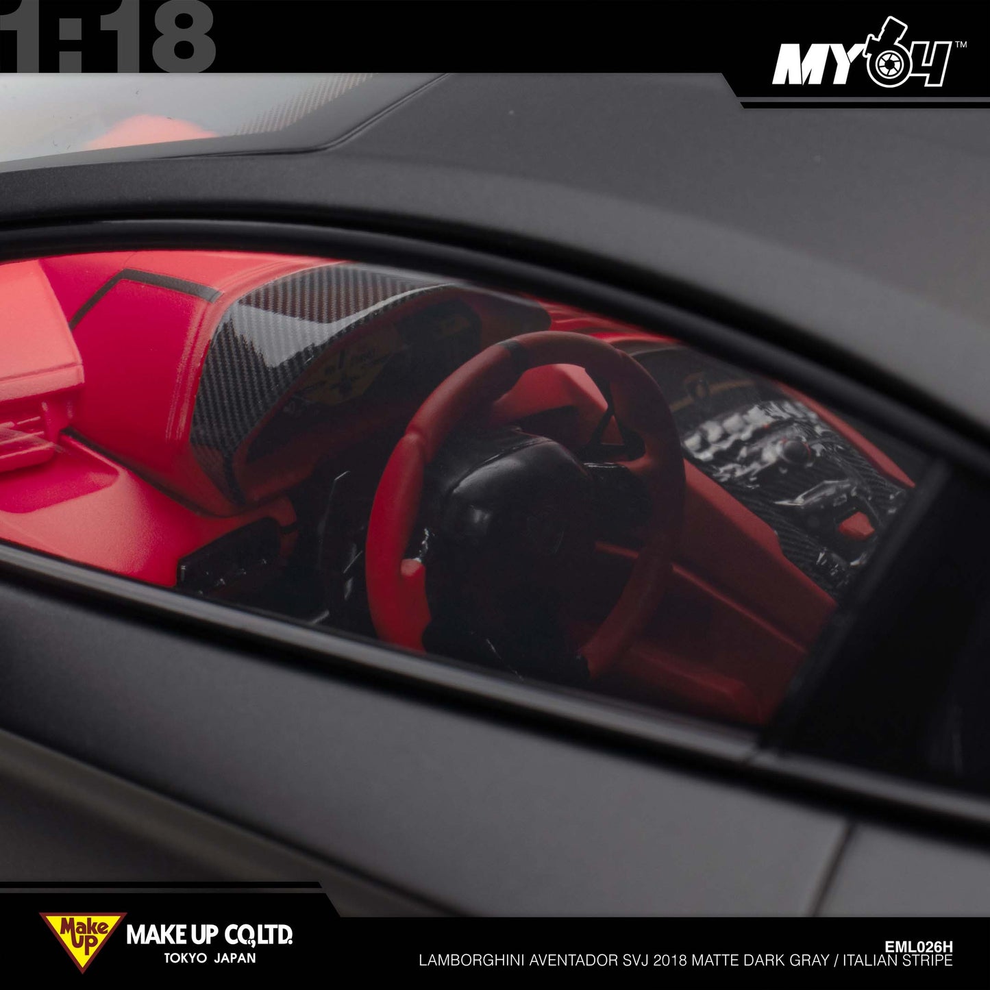[Make Up] 1:18 Edilion Lamborghini Aventador SVJ 2018 (Nireo Wheel) - Matte Dark Gray / Italian Stripe (Carbon Package)
