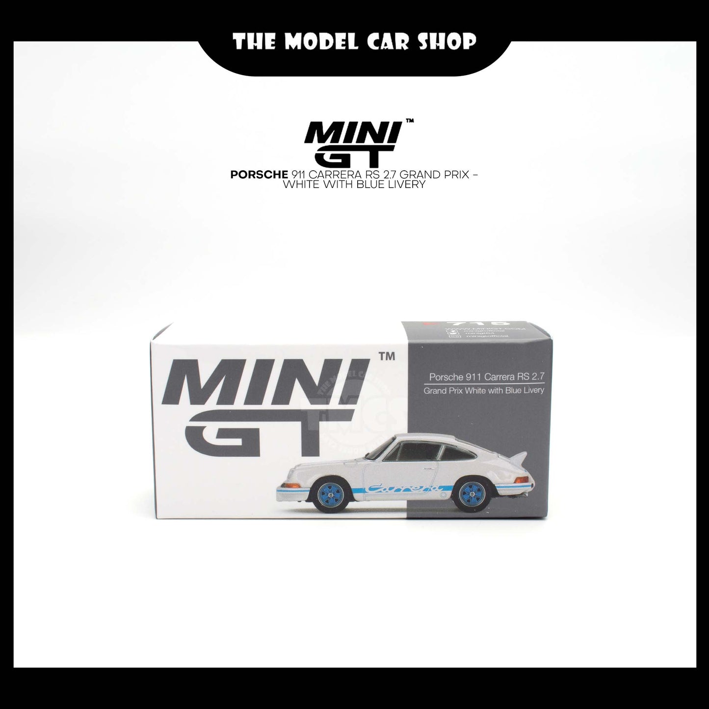 [MINI GT] Porsche 911 Carrera RS 2.7 Grand Prix - White with Blue Livery