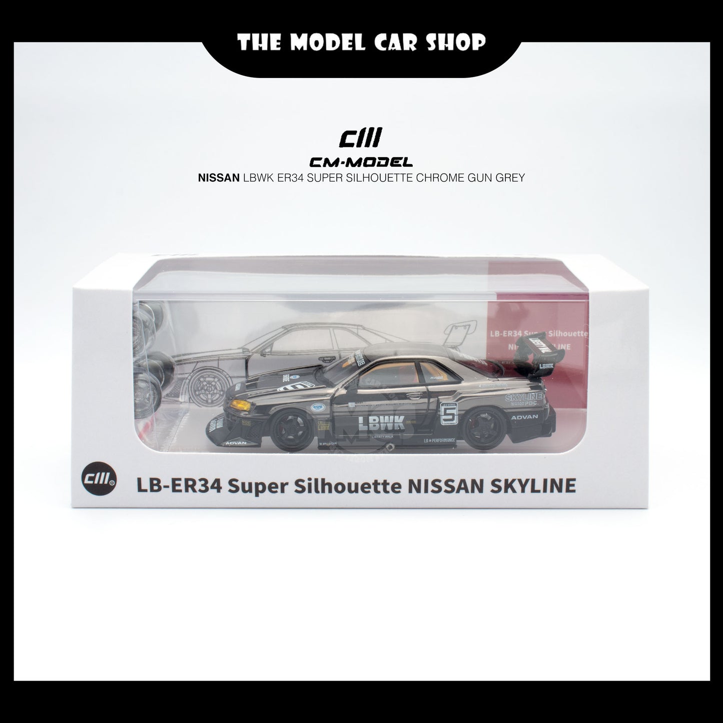 [CM Model] Nissan LBWK ER34 Super Silhouette - Chrome Gun Grey