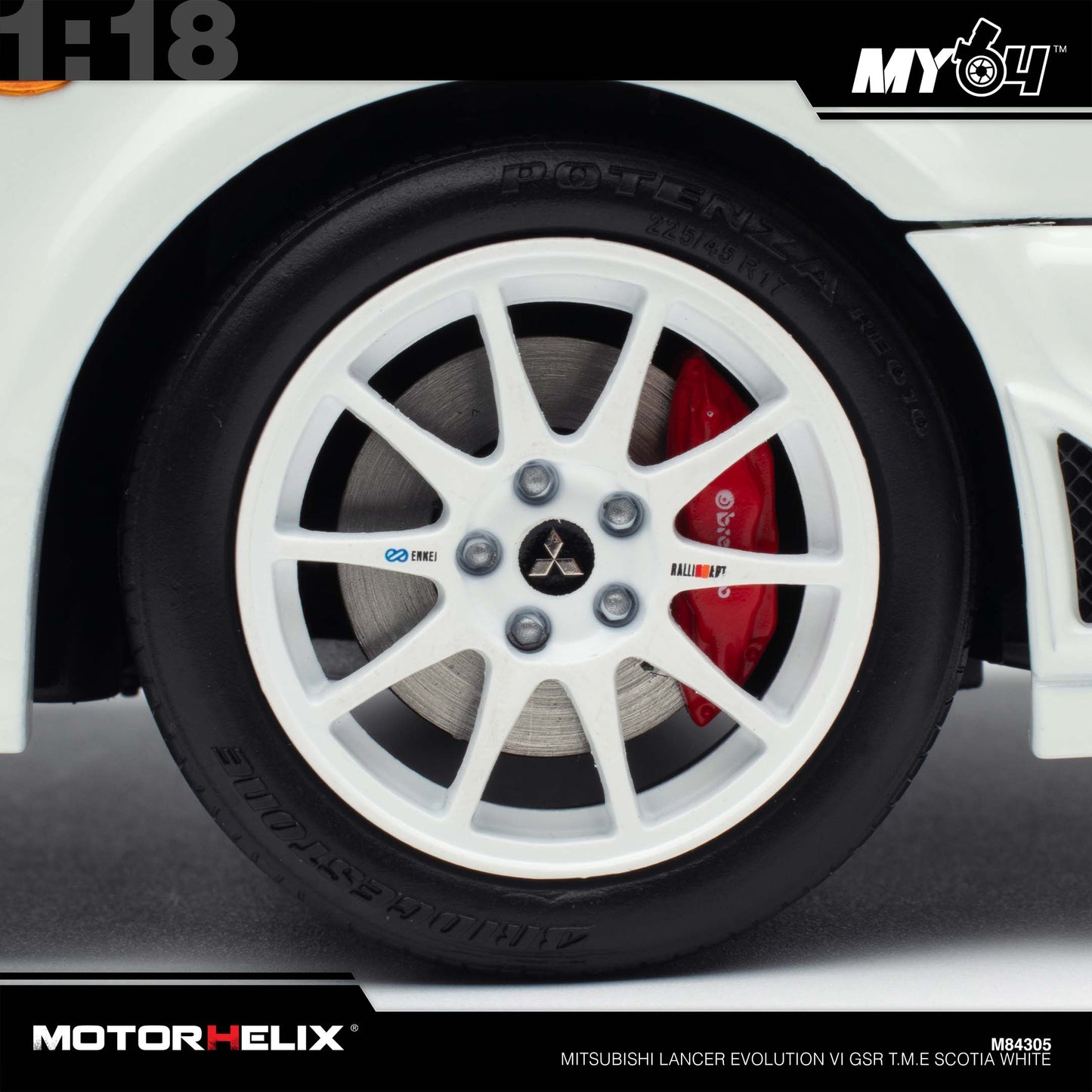 [Motorhelix] 1:18 Mitsubishi Lancer Evolution VI GSR T.M.E - Scotia White