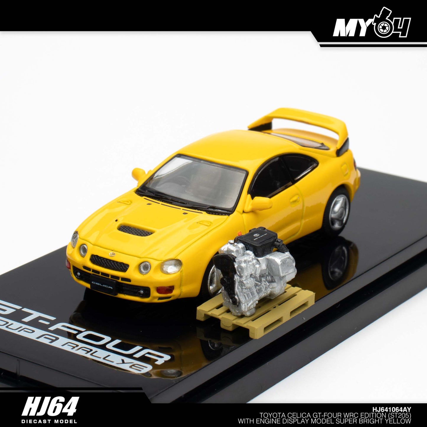 [Hobby Japan] Toyota CELICA GT-FOUR WRC Edition (ST205) with Engine Display Model - Super Bright Yellow