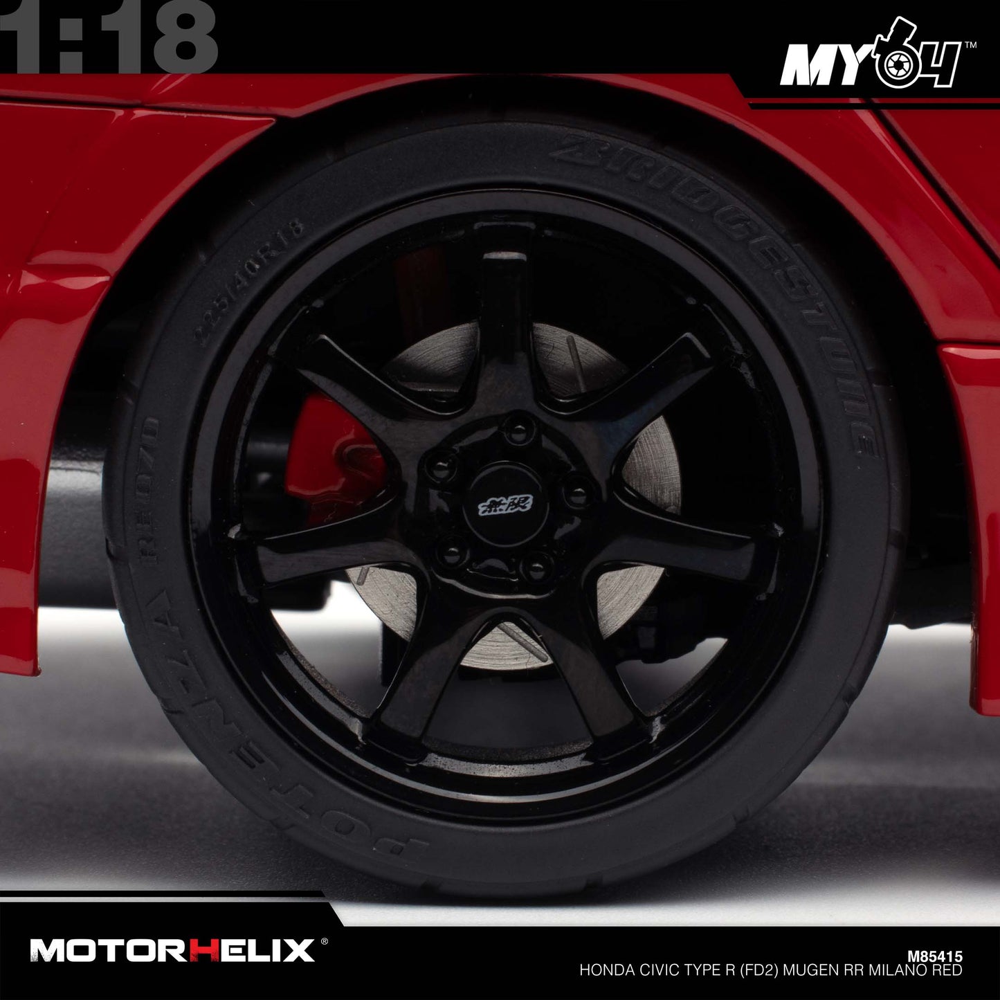 [Motorhelix] 1:18 Honda Civic Type R (FD2) Mugen RR - Milano Red