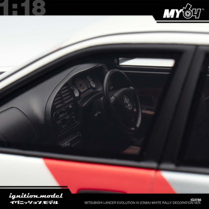 [Ignition Model] 1:18 Mitsubishi Lancer Evolution IV (CN9A) - White Rally Decoration Ver.