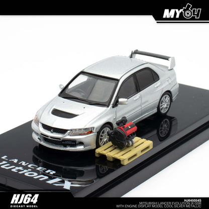 [Hobby Japan] Mitsubishi Lancer Evolution 9 GSR with Engine Display Model - Cool Silver Metallic