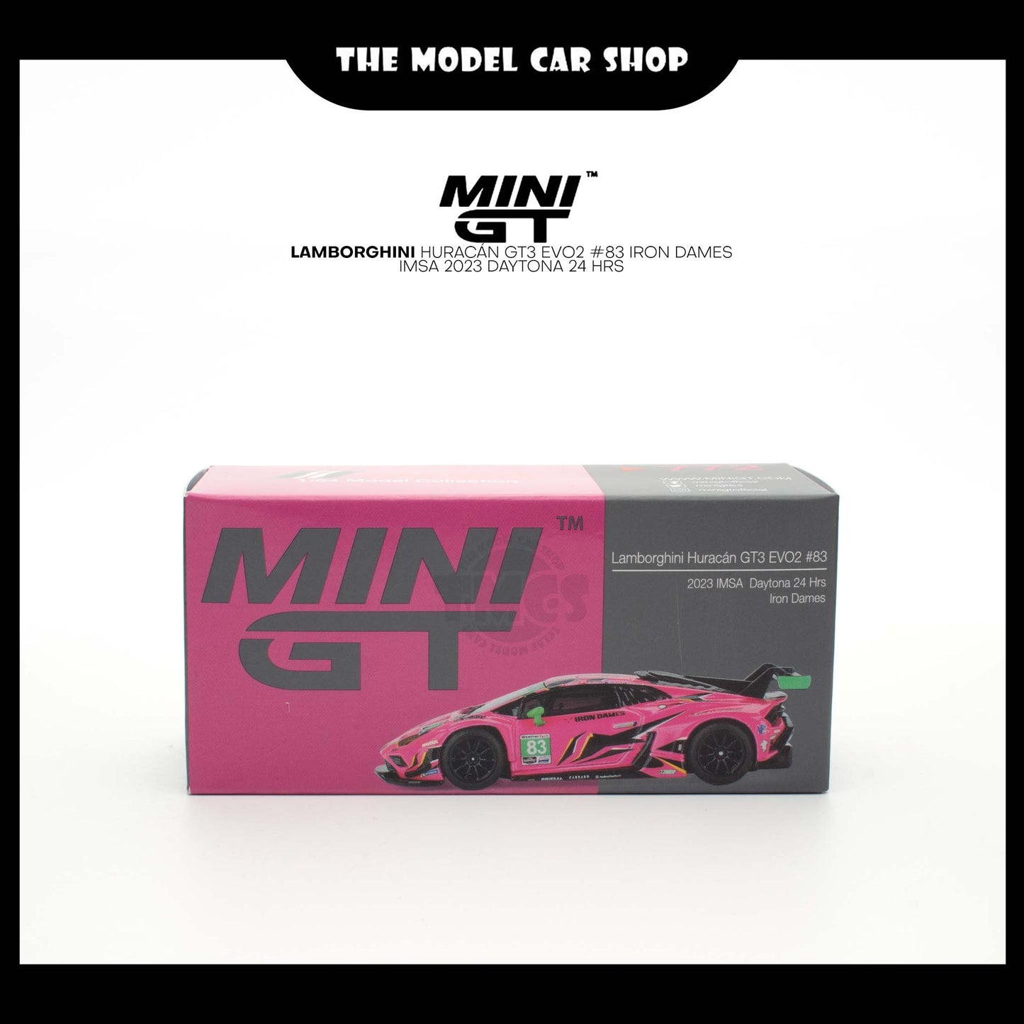 [MINI GT] Lamborghini Huracán GT3 EVO2 #83 Iron Dames IMSA 2023 Daytona 24 Hrs