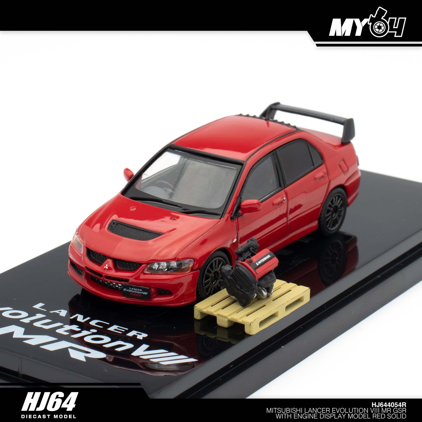 [Hobby Japan] Mitsubishi Lancer Evolution 8 MR GSR with Engine Display Model - Red Solid