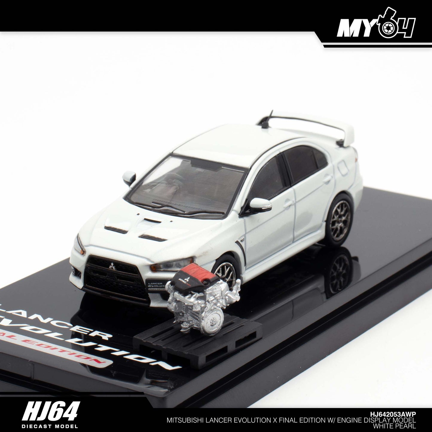 [Hobby Japan] Mitsubishi Lancer Evolution Ⅹ FINAL EDITION With Engine Display Model - White Pearl