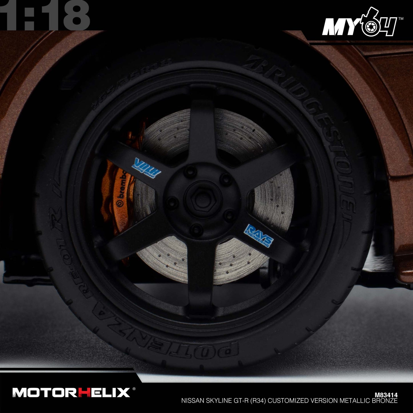 [Motorhelix] Nissan Skyline GT-R (R34) Customized Version  - Metallic Bronze