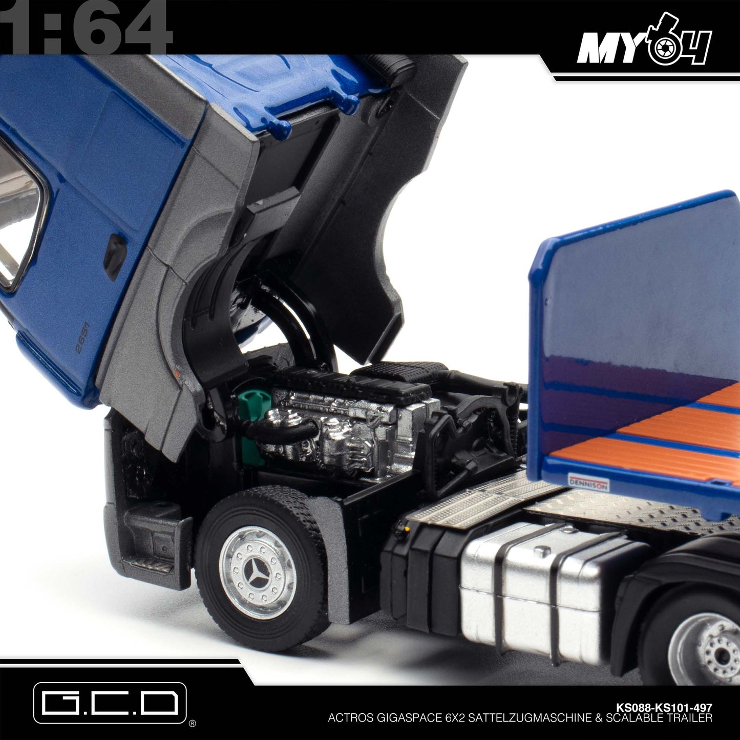 [GCD] Mercedes-Benz Actros 6x2 & Scalable Trailer - Blue (LHD) (497)