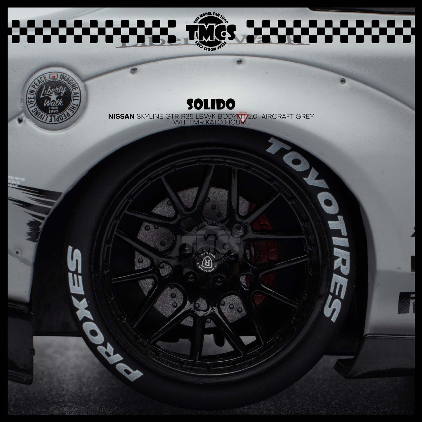 [Solido] 1:18 Nissan Skyline GTR R35 LBWK Bodykit 2.0  Aircraft Grey with Mr Kato Figure