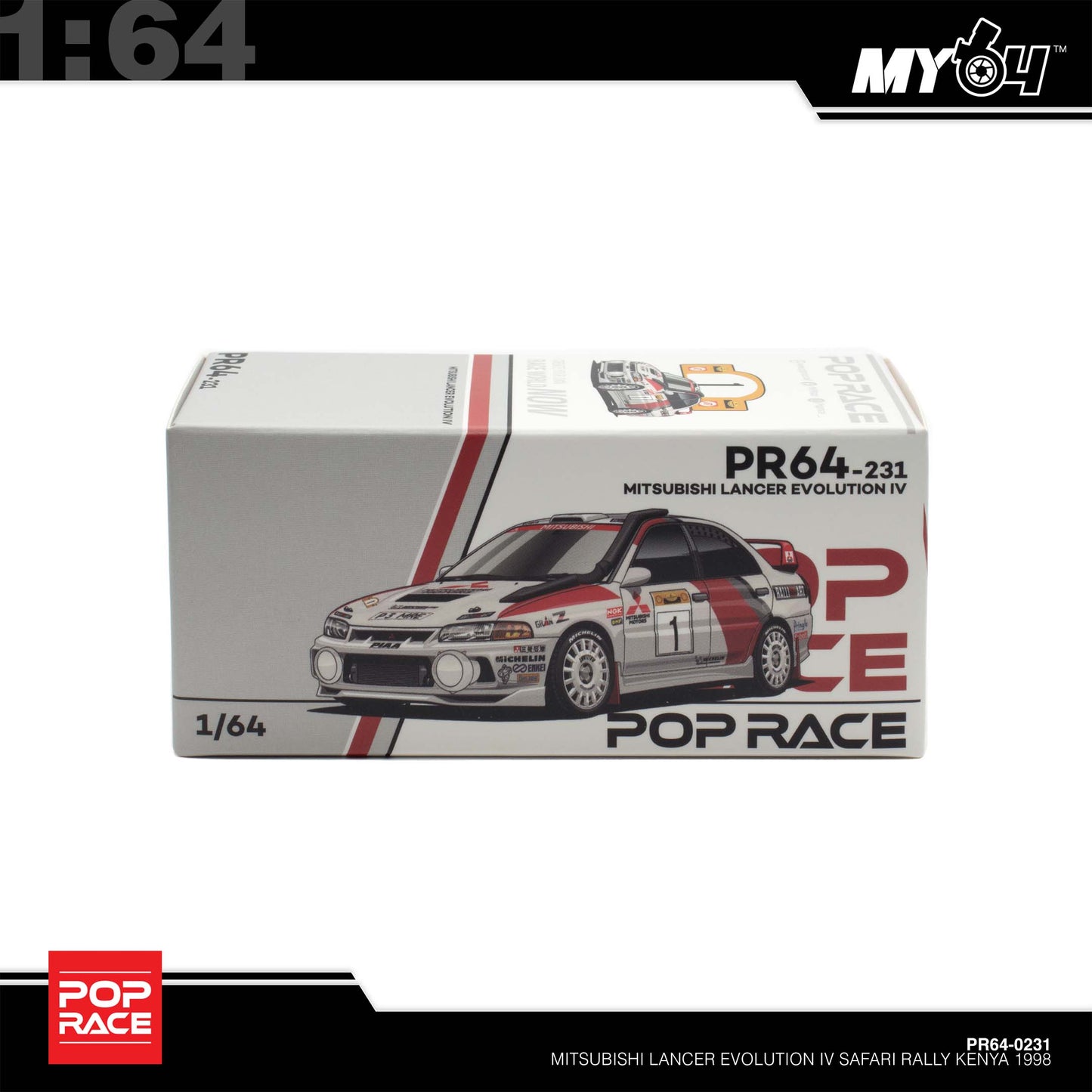 [Pop Race] 1:64 Mitsubishi Lancer Evolution IV Safari Rally Kenya 1998