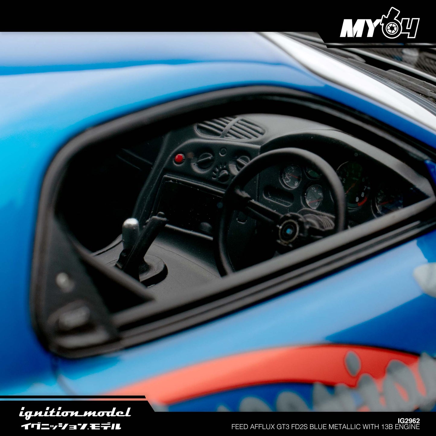 [Ignition Model] FEED Afflux GT3 (FD3S)- Blue Metallic With 13B Engine