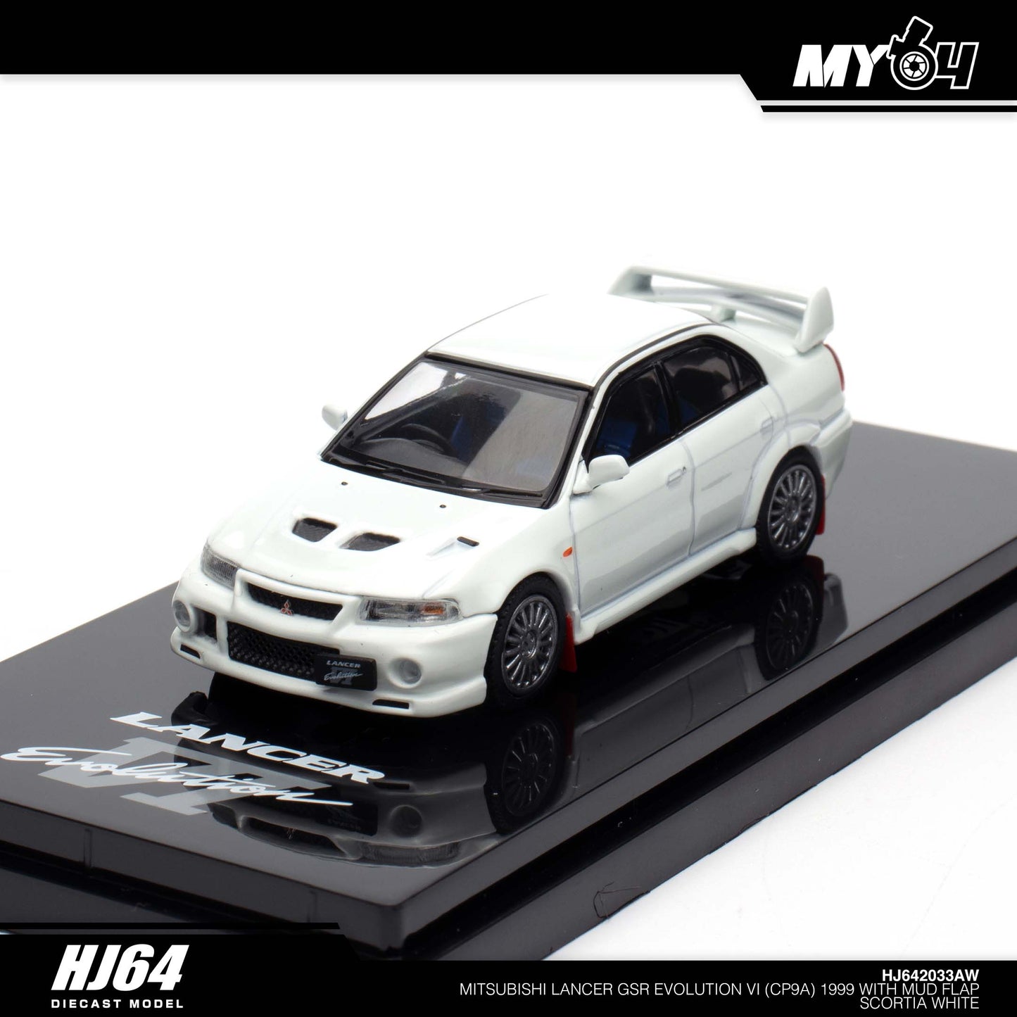 [Hobby Japan] Mitsubishi Lancer GSR Evolution 6 (CP9A) 1999 with Mud Flap - Scortia White