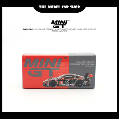 [MINI GT] Porsche 911 GT3 R #9 GTD PRO  Pfaff Motorsports  IMSA 2023 Sebring 12 Hrs. Winner