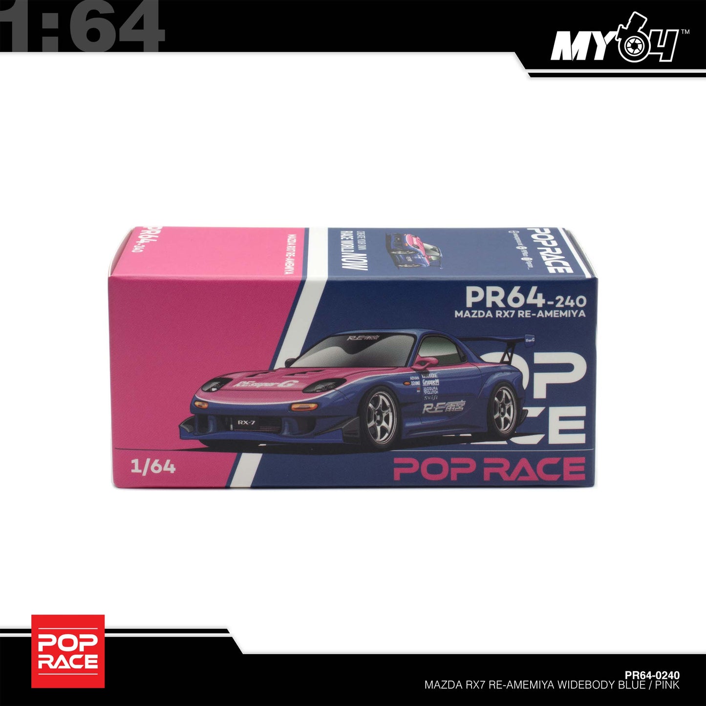 [Pop Race] 1:64 Mazda RX7 RE-Amemiya - Blue/Pink