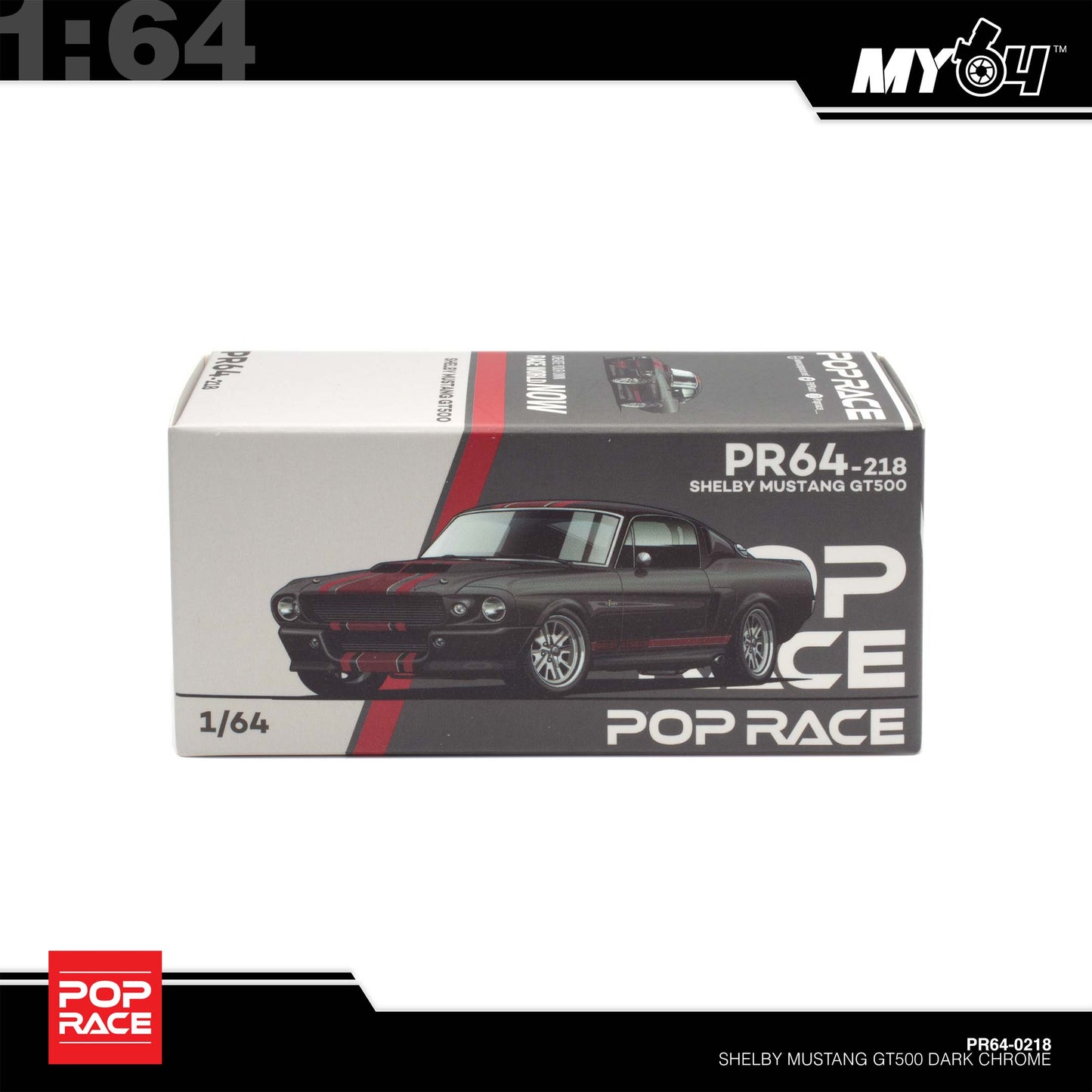 [Pop Race] 1:64 Shelby Mustang GT500 - Dark Chrome