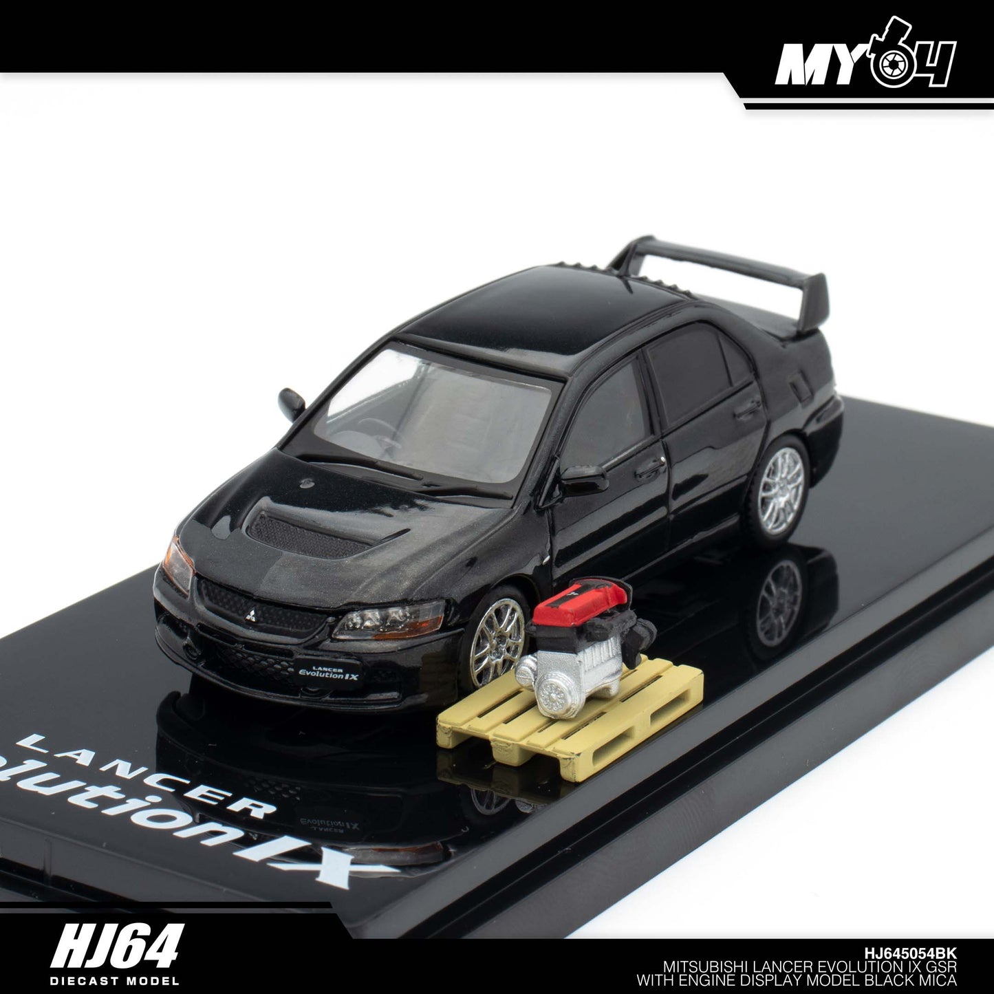 [Hobby Japan] Mitsubishi Lancer Evolution 9 GSR with Engine Display Model - Black Mica