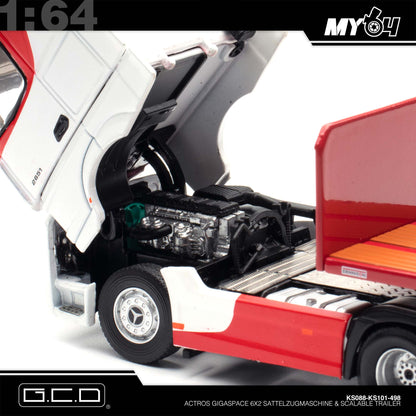 [GCD] Mercedes-Benz Actros 6x2 & Scalable Trailer - Red/White (LHD) (498)