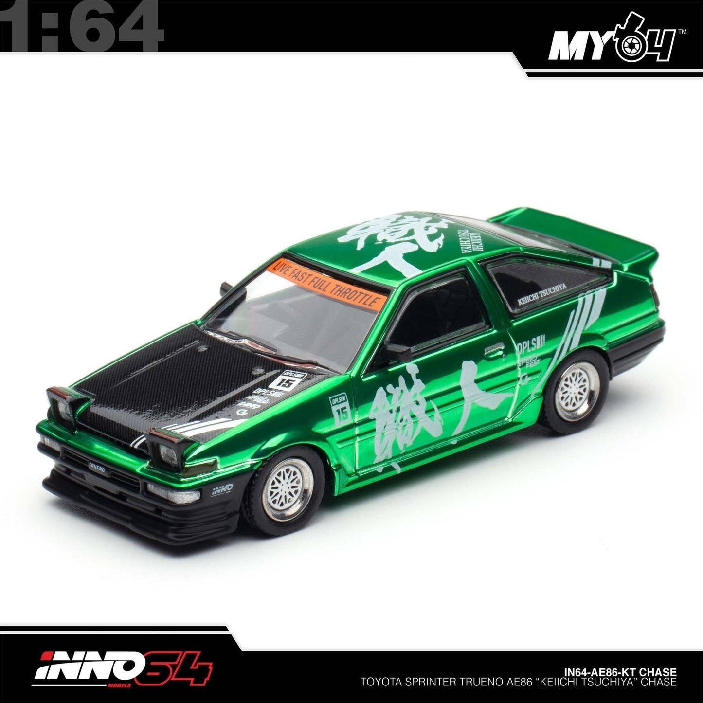 (UNSEAL UNIT) [INNO64] 1:64 Toyota Sprinter Trueno AE86 “Keiichi Tsuchiya” (with Chase Car)
