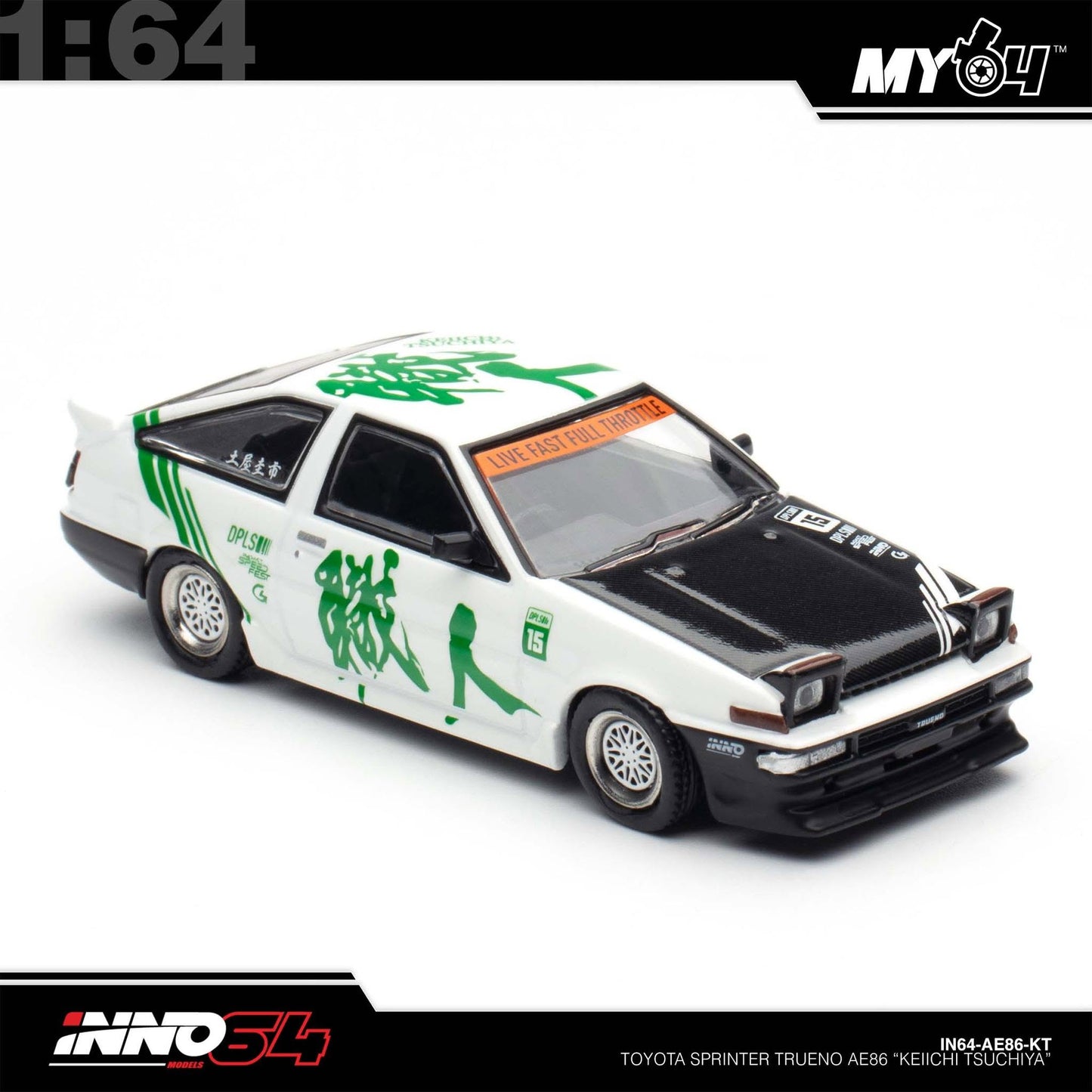 (UNSEAL UNIT) [INNO64] 1:64 Toyota Sprinter Trueno AE86 “Keiichi Tsuchiya” (with Chase Car)